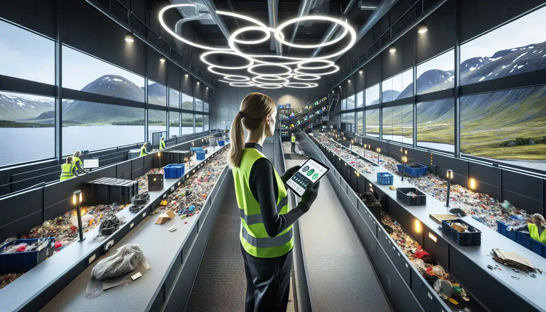 Modern norwegian recycling plant with robots and digital monitoring for circular economy